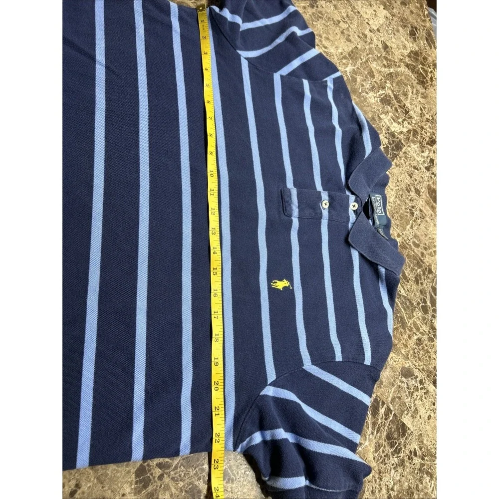 POLO by Ralph Lauren Mens Polo Shirt XL Blue Striped Short Sleeve